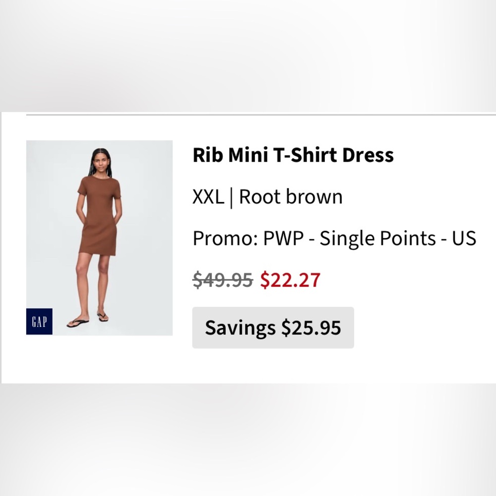 GAP Rib Mini T-Shirt Dress in Brown